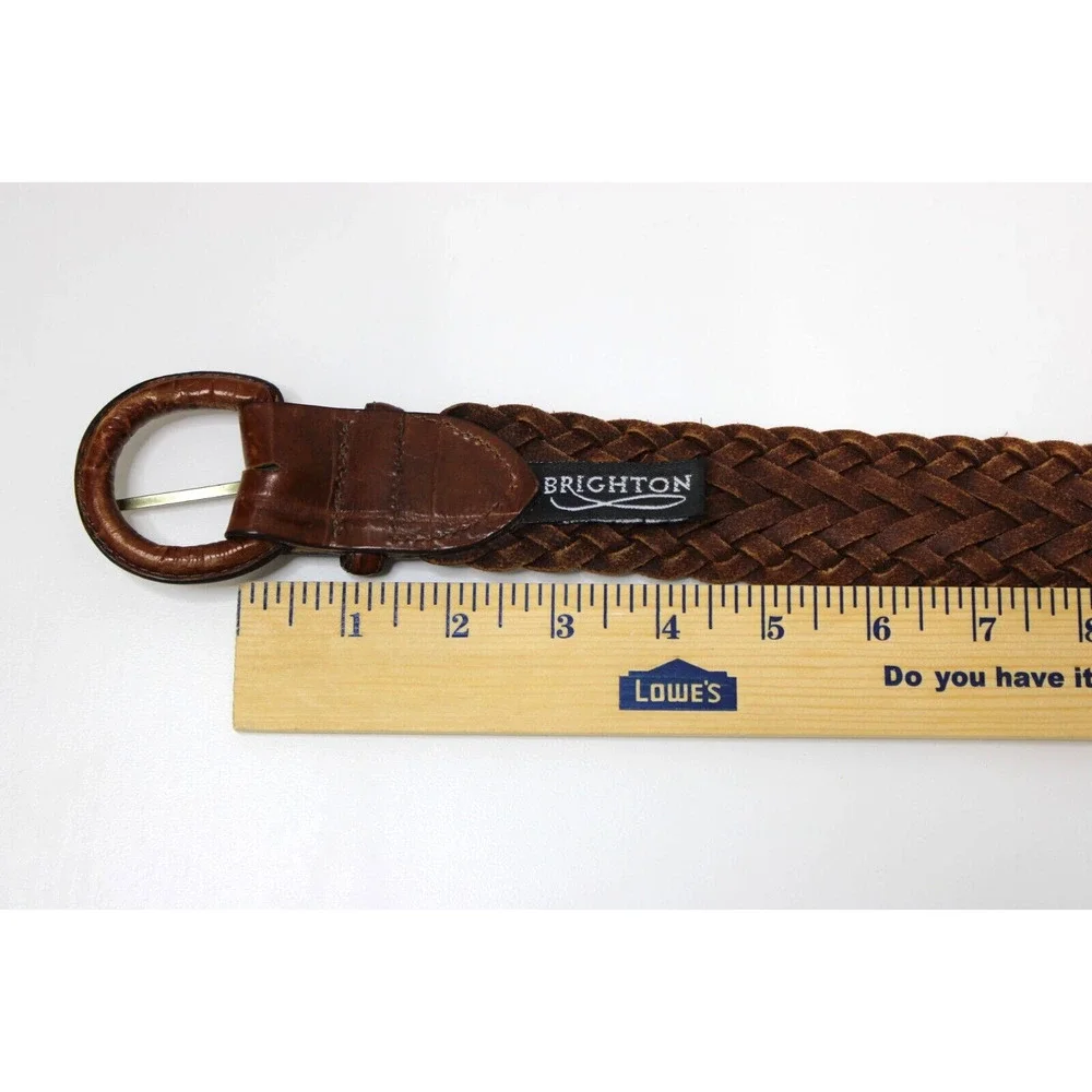 Brighton Belt Women's Size 28 Vintage 90s Brown Braided Woven Leather USA 42407